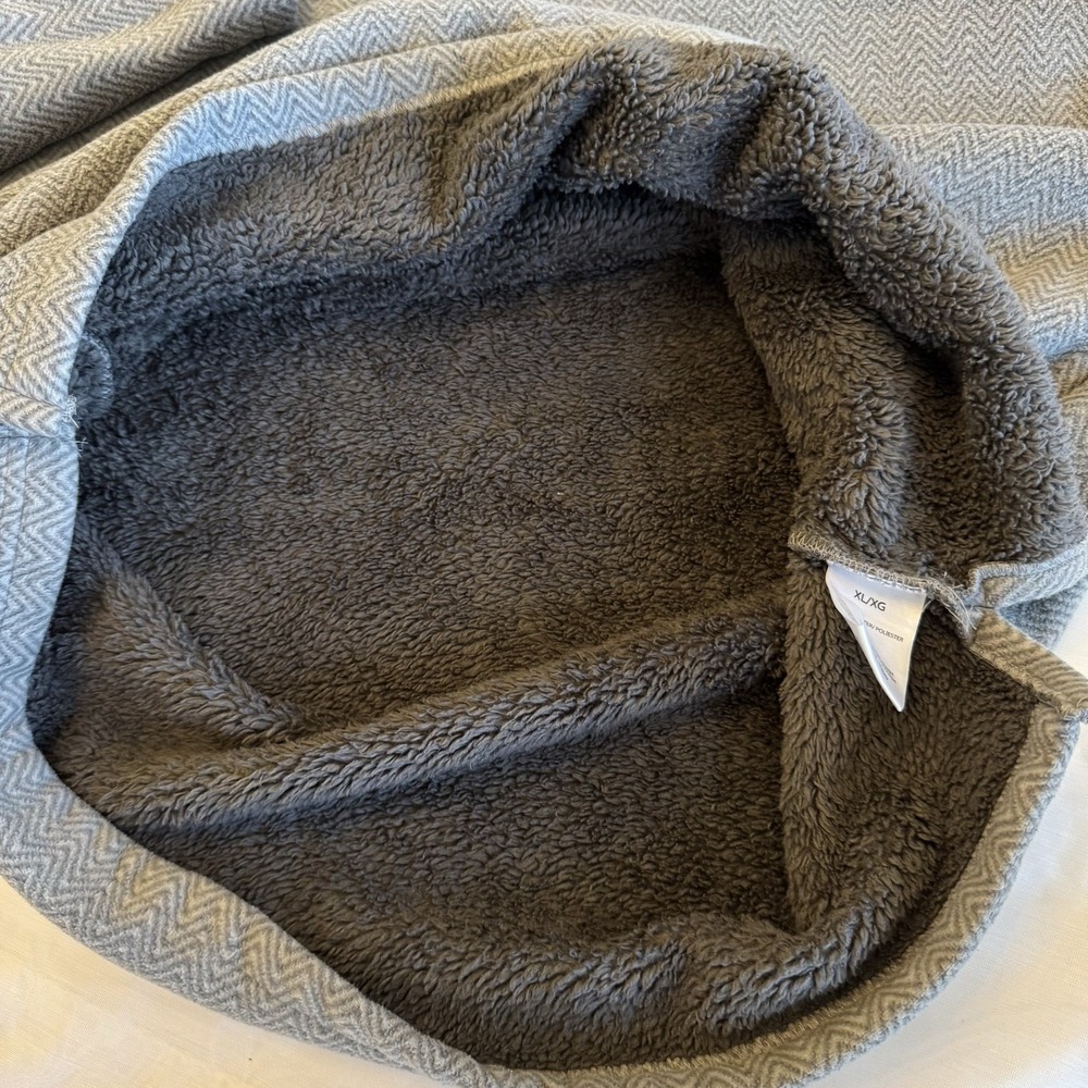 London Fog 1/4 Zip Pullover Mens Sz XL Gray Herringbone Sherpa Fleece Lined - Picture 8 of 13